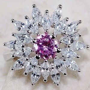 New Womens Sapphire CZ Ring Set in 925 Silver size 7
